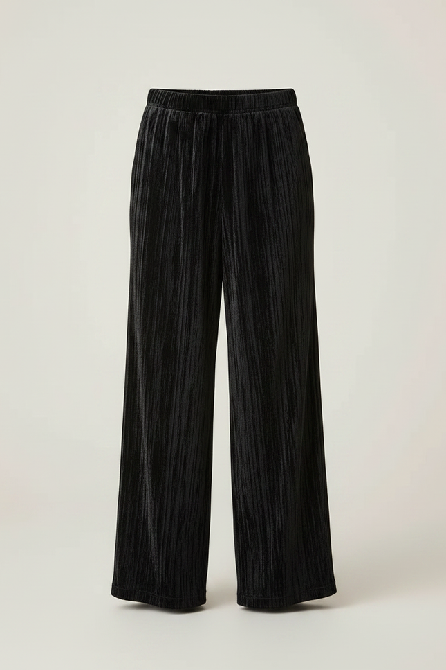 Pantalon Velours Noir Plissé Ample Enfant Décontracté - vue 3