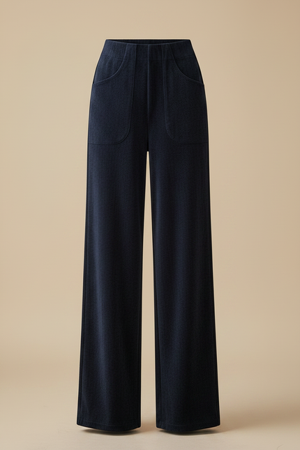 Pantalon Velours Cotelé Bleu Marine Femme - Cordé - vue 3