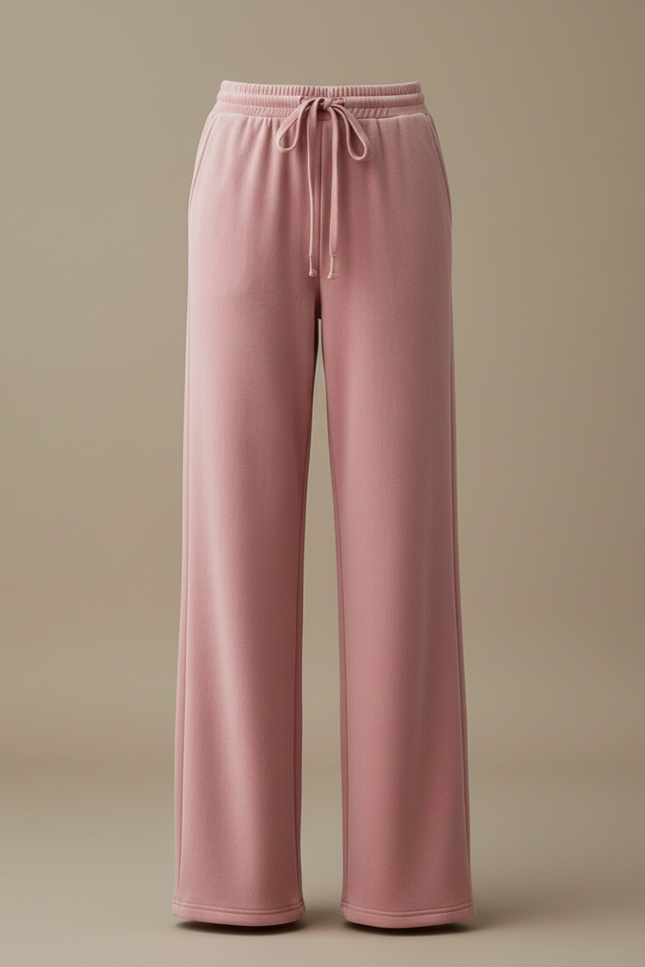Pantalon Velours Rose Large Doux Décontracté Femme - vue 3