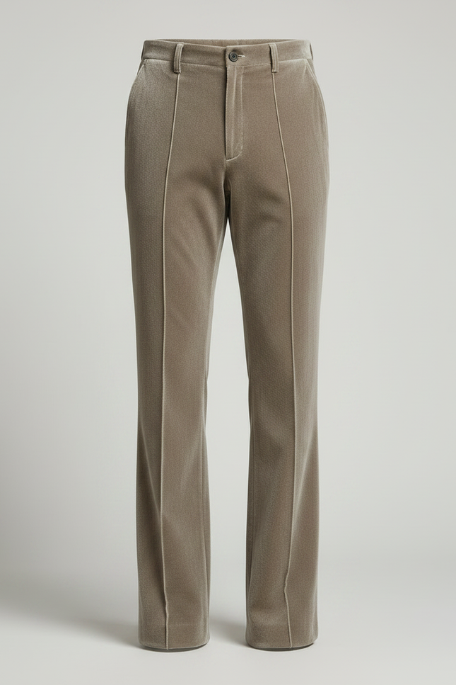 Pantalon Velours Beige Évasé Homme Décontracté Élégant - vue 3