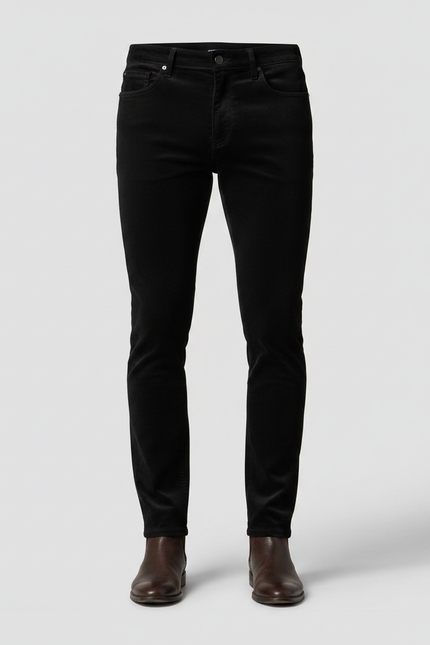 Pantalon Velours Noir Slim Homme Élégant Stretch - vue 3