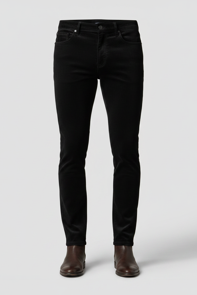 Pantalon Velours Noir Slim Homme Élégant Stretch - vue 3