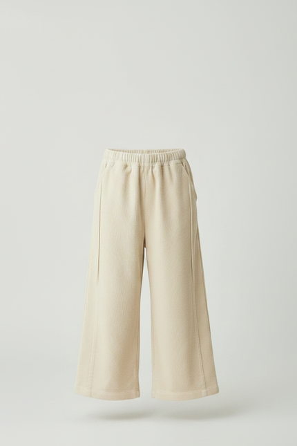 Pantalon Velours Beige Côtelé Ample Enfant Décontracté Hiver - Cordé - vue 3