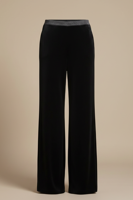 Pantalon Velours Noir Ample Fluide Taille Haute - vue 3