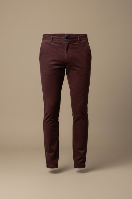 Pantalon Velours Bordeaux Slim Côtelé Homme Élégant - Cordé - vue 3