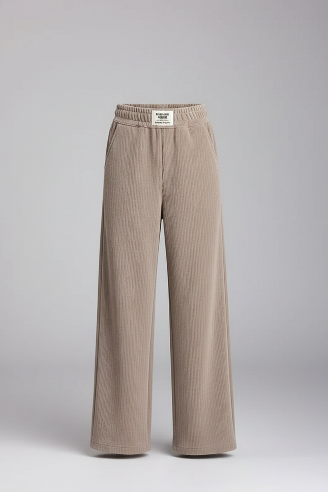 Pantalon Velours Beige Ample Décontracté Confortable - vue 3