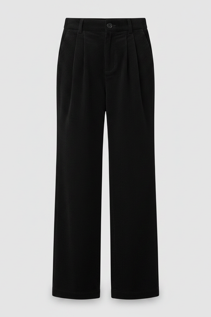 Pantalon Velours Noir Côtelé Droit Ample Enfant - vue 3