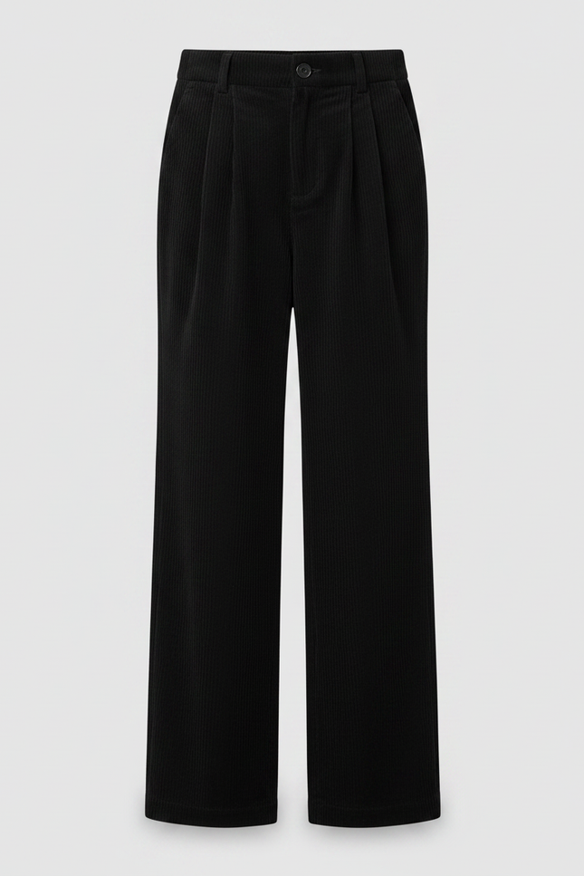 Pantalon Velours Noir Côtelé Droit Ample Enfant - vue 3