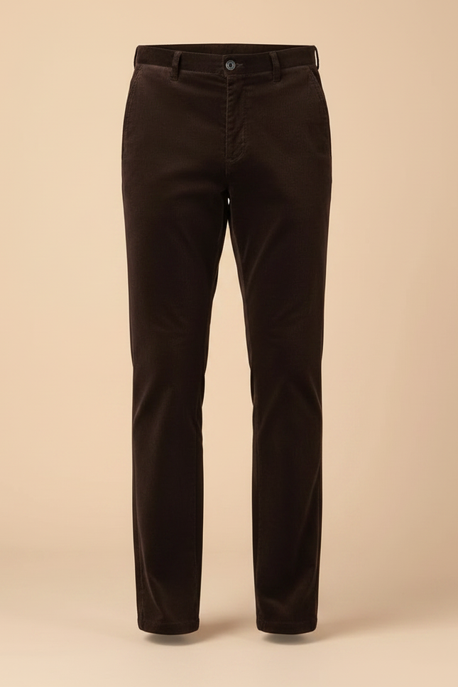 Pantalon Velours Marron Côtelé Droit Homme Chic - vue 3