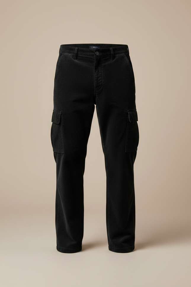 Pantalon Cargo En Velours Côtelé Homme - Noir Cordé - vue 3