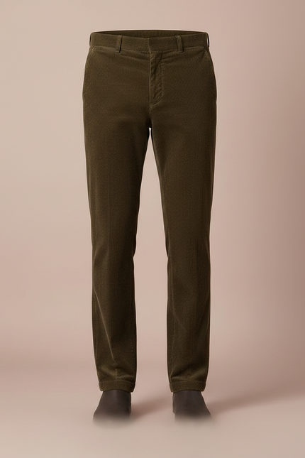 Pantalon Velours Côtelé Marron Droit Homme Classique - Cordé - vue 3