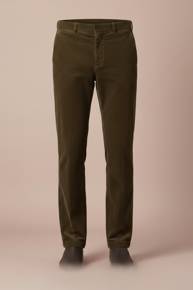 Pantalon Velours Côtelé Marron Droit Homme Classique - Cordé - vue 3