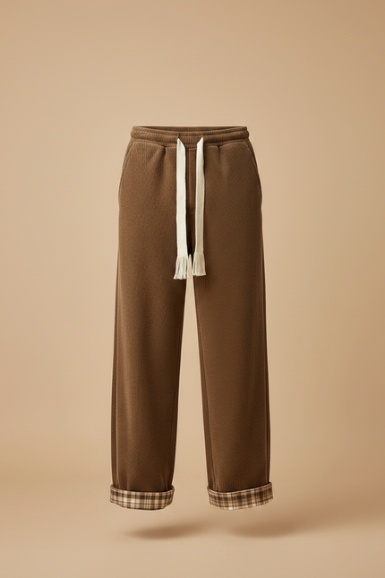 Pantalon Velours Côtelé Marron Large Doublé Décontracté Homme - vue 3