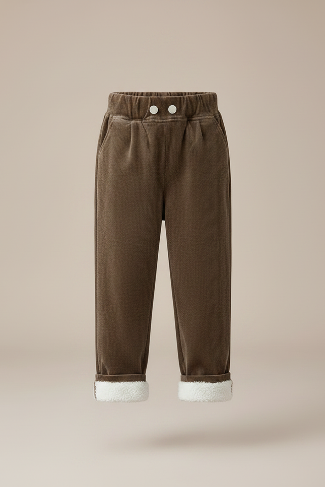Pantalon Velours Marron Doublé Chaud Confortable Enfant - vue 3
