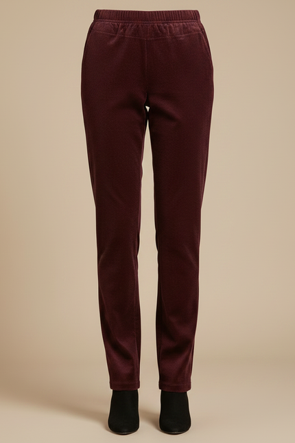 Pantalon Velours Cotelé Femme Bordeaux - Cordé - vue 3