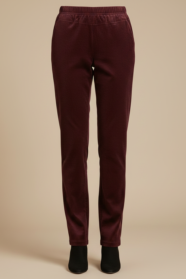 Pantalon Velours Cotelé Femme Bordeaux - Cordé - vue 3