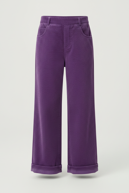 Pantalon Velours Violet Côtelé Ample Décontracté Fille - Cordé - vue 3
