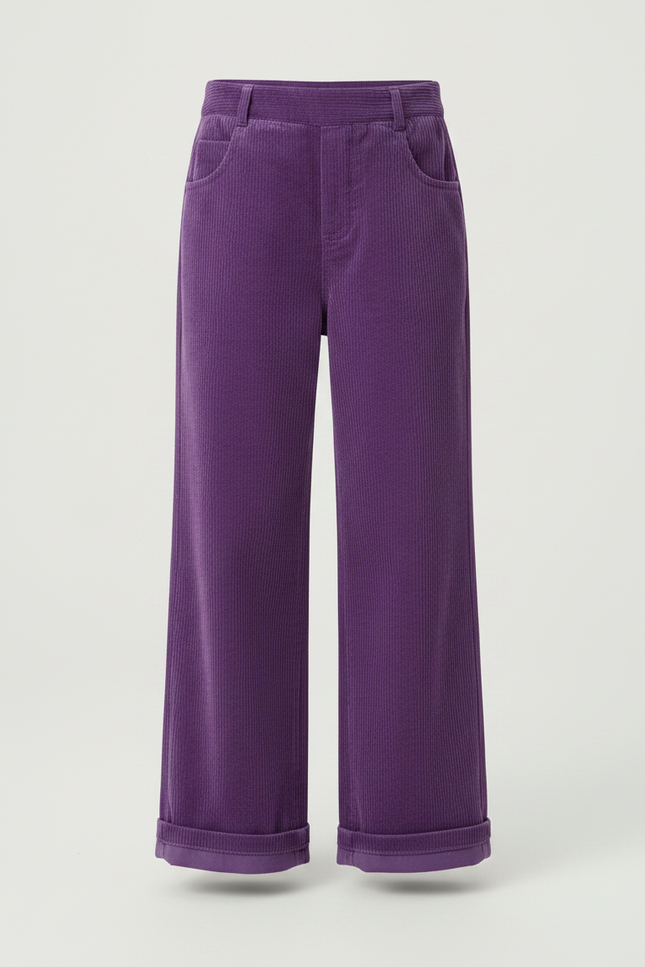 Pantalon Velours Violet Côtelé Ample Décontracté Fille - Cordé - vue 3