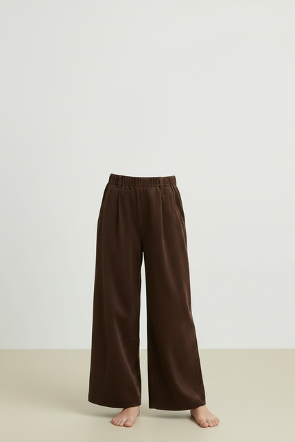Pantalon Velours Marron Ample Décontracté Enfant - Cordé - vue 3