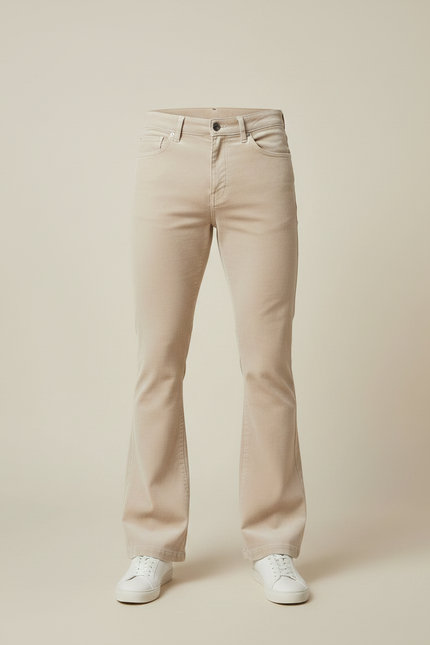 Pantalon Velours Beige Évasé Côtelé Homme Décontracté - Cordé - vue 3