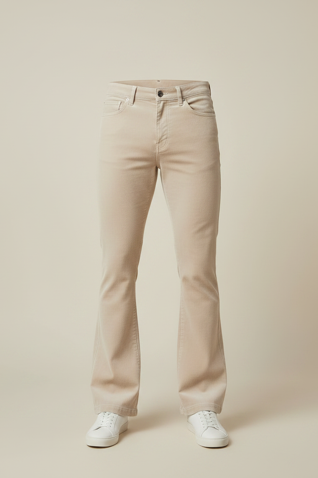 Pantalon Velours Beige Évasé Côtelé Homme Décontracté - Cordé - vue 3