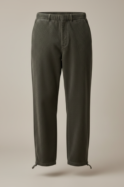 Pantalon Velours Côtelé Ample Gris Décontracté Homme - Cordé - vue 3