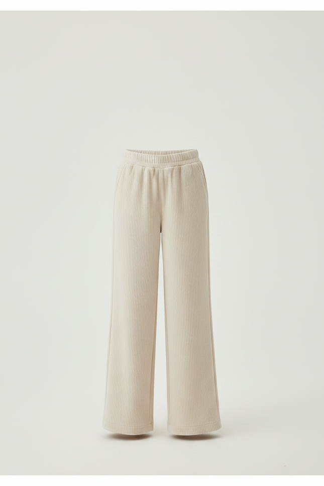 Pantalon Velours Beige Côtelé Ample Fille Confortable - Cordé - vue 3