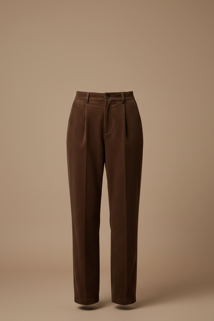 Pantalon Velours Marron Côtelé Taille Haute Droit - vue 3
