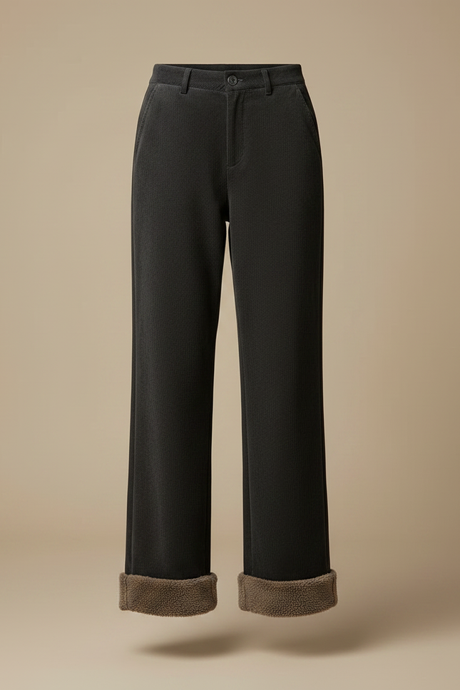 Pantalon Velours Gris Côtelé Ample Doublé Polaire - vue 3