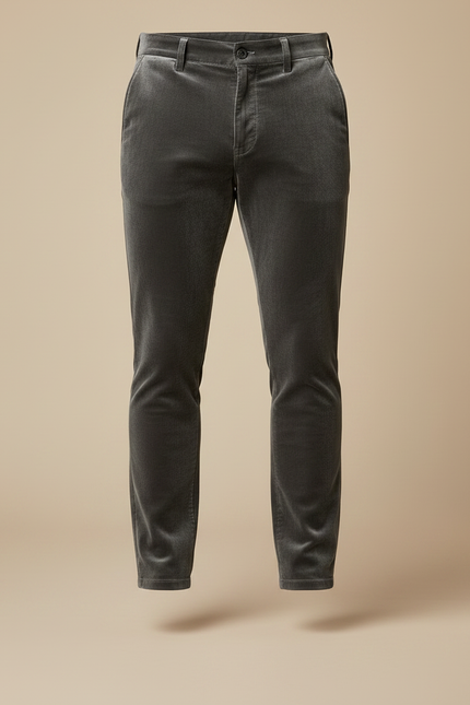 Pantalon Velours Homme Gris Slim Élégant - vue 3