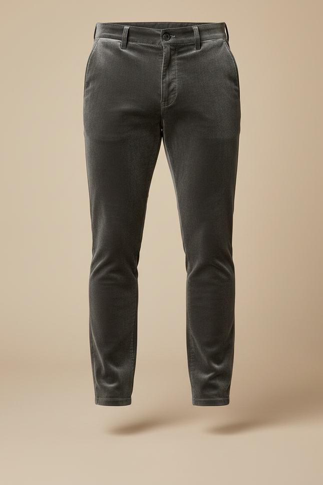 Pantalon Velours Homme Gris Slim Élégant - vue 3