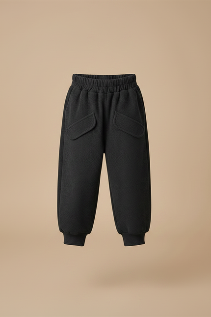 Pantalon Velours Noir Ample Décontracté Enfant Sportif - Molleton - vue 3