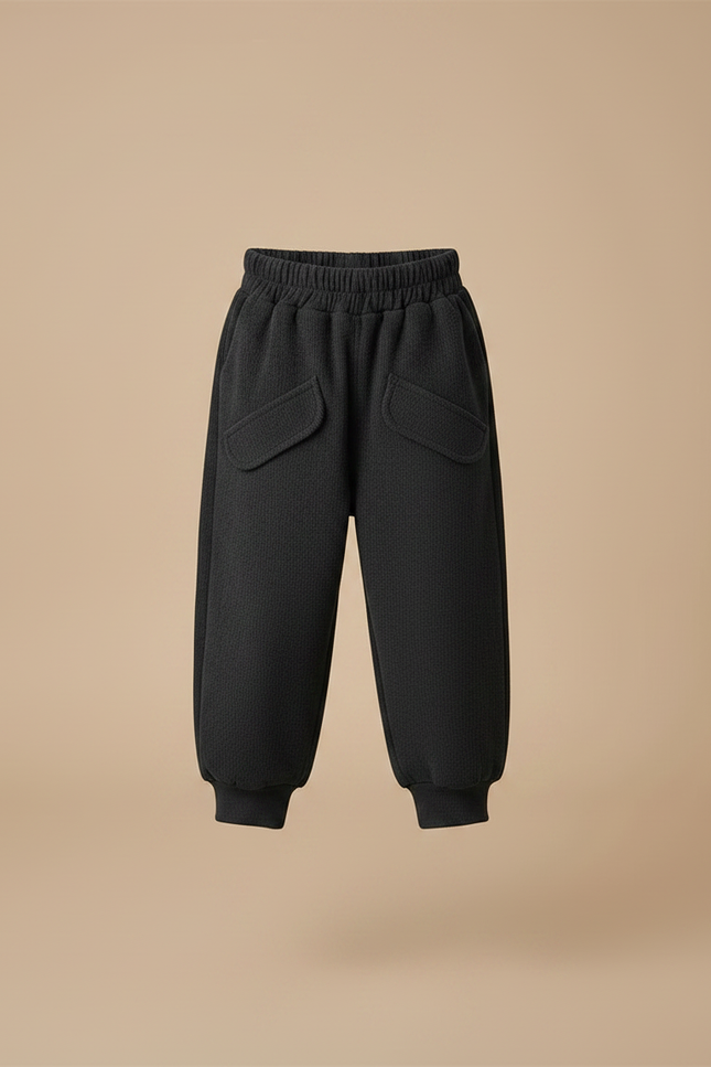 Pantalon Velours Noir Ample Décontracté Enfant Sportif - Molleton - vue 3