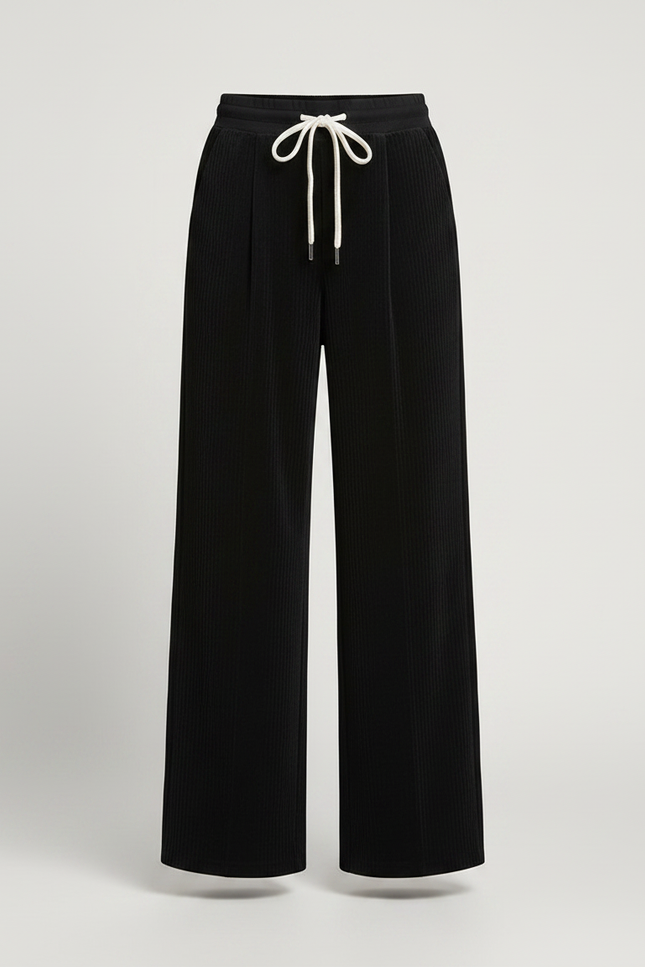 Pantalon Velours Noir Côtelé Ample Cordon Femme - Cordé - vue 3