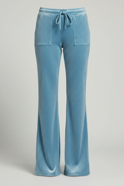 Pantalon Velours Bleu Ciel Fluide Élégant Cordon - vue 3