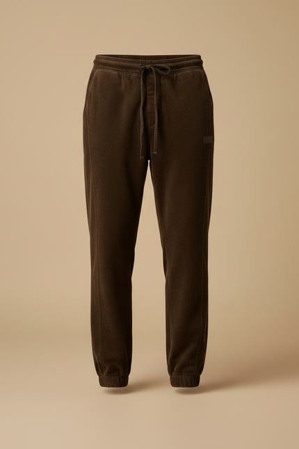 Pantalon Velours Marron Côtelé Jogger Homme Cordon - Cordé - vue 3