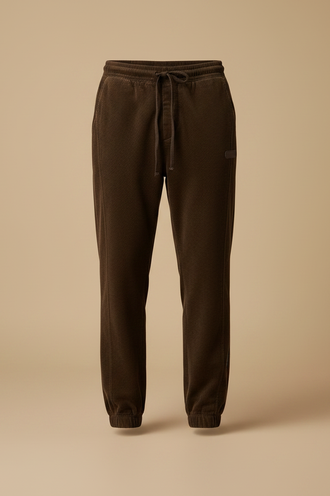 Pantalon Velours Marron Côtelé Jogger Homme Cordon - Cordé - vue 3