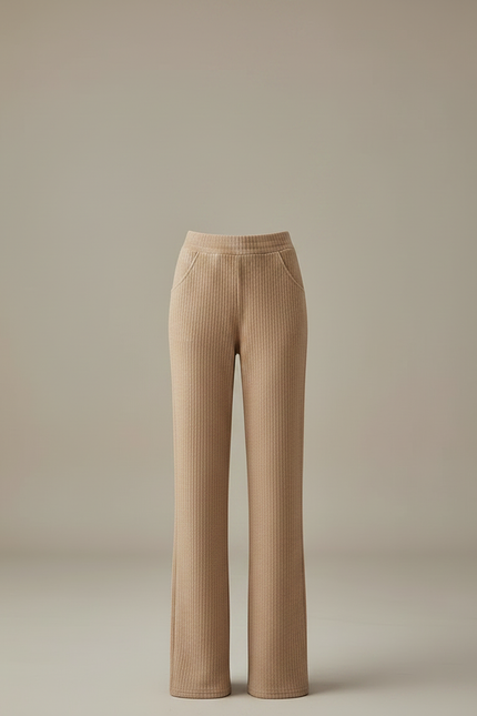 Pantalon Velours Beige Côtelé Évasé Confortable Femme - vue 3