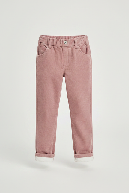 Pantalon Velours Rose Côtelé Ample Élastique Enfant - Cordé - vue 3