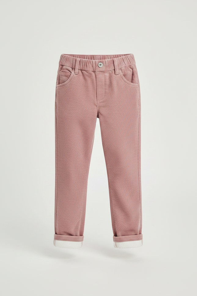 Pantalon Velours Rose Côtelé Ample Élastique Enfant - Cordé - vue 3