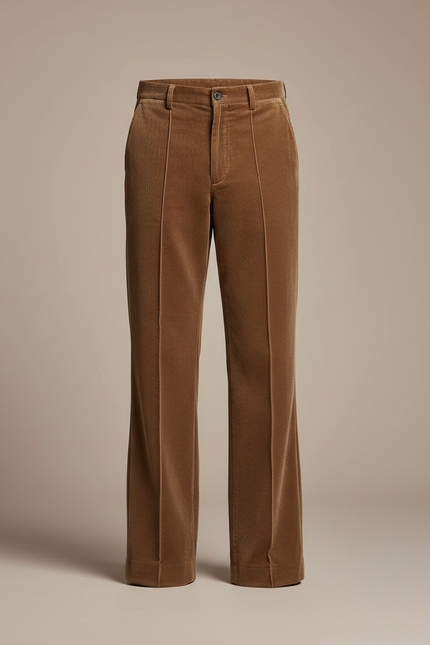 Pantalon Velours Marron Côtelé Évasé Homme Élégant - Cordé - vue 3