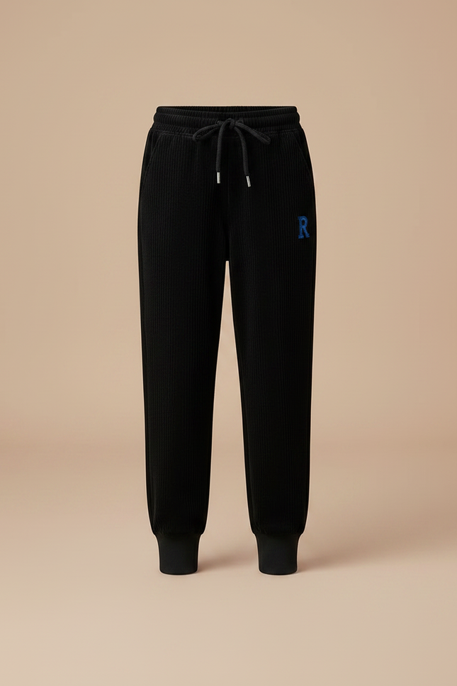Pantalon Velours Noir Côtelé Ample Doublé Fille - vue 3