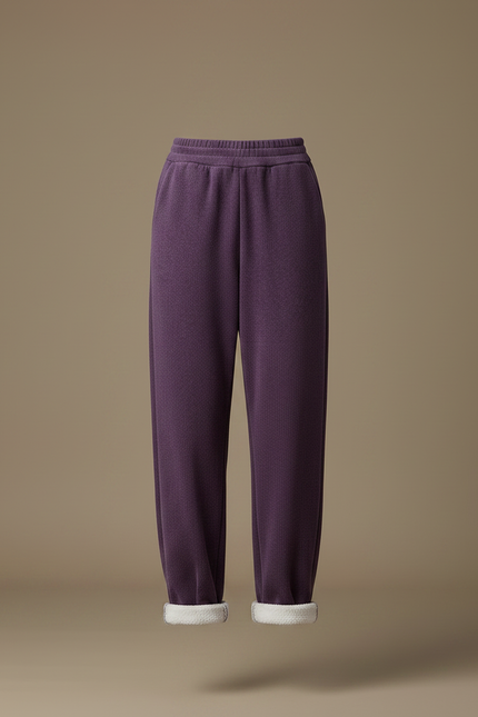 Pantalon Velours Violet Ample Doublé Polaire Décontracté - vue 3