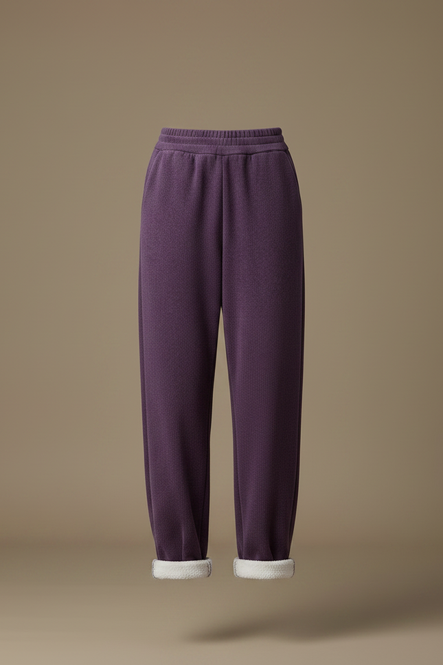 Pantalon Velours Violet Ample Doublé Polaire Décontracté - vue 3
