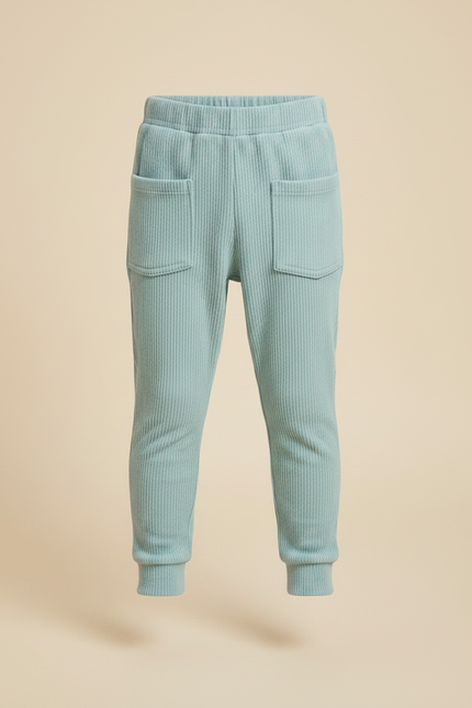 Pantalon Velours Côtelé Bleu Doux Enfant Confortable - Cordé - vue 3