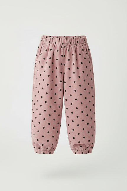 Pantalon Velours Rose À Pois Ample Côtelé Enfant - Cordé - vue 3