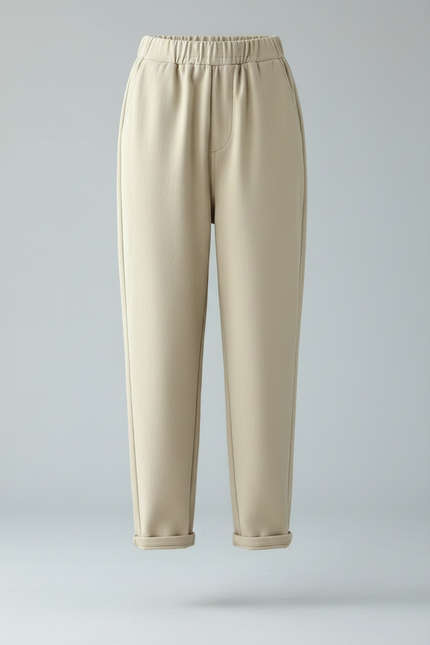 Pantalon Velours Beige Taille Haute Harem Épais - vue 3