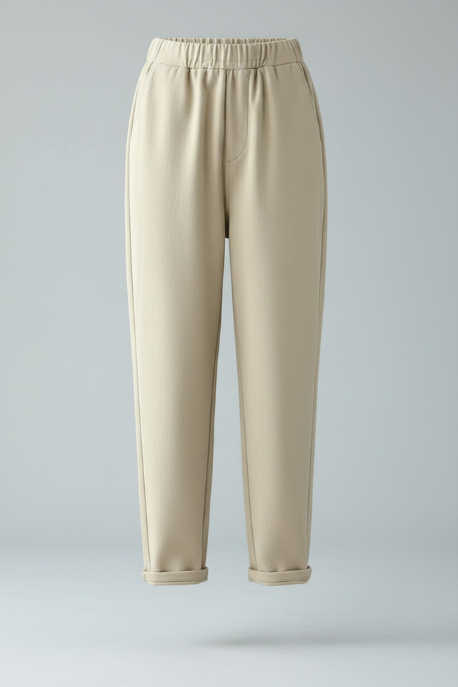 Pantalon Velours Beige Taille Haute Harem Épais - vue 3