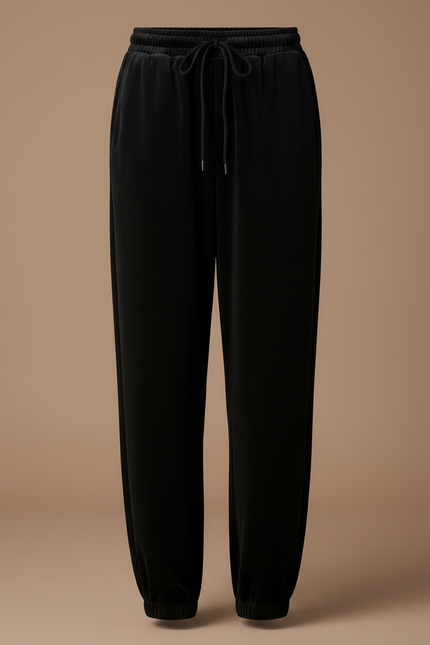 Pantalon Velours Noir Ample Cordon Décontracté Femme - vue 3