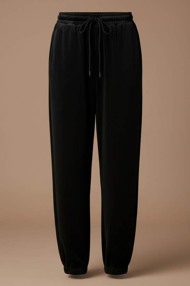 Pantalon Velours Noir Ample Cordon Décontracté Femme - vue 3